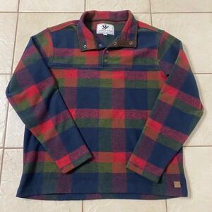 John Wayne Plaid Snap Collar Pullover Shirt Men's Size L Red Green Blue Classic